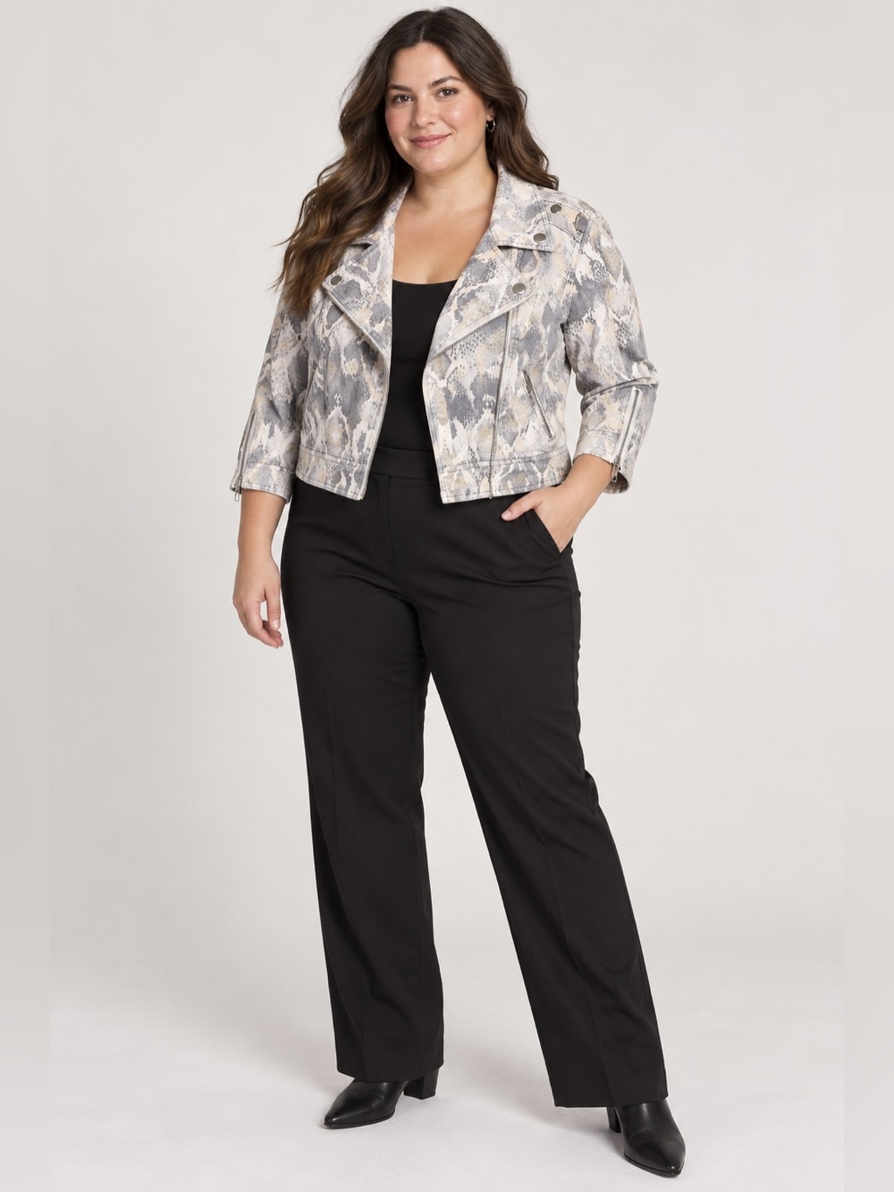 LanaCollection Neutral Snake Print Cropped Jacket size 16-(XL)